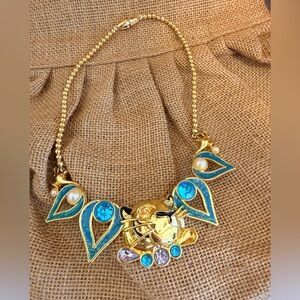 Disney Store London Necklace Princess Jasmine Aladdin Raja Crystal Gold BinBJ